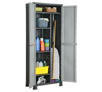 Ordellia Armoire en Plastique Gris 68 x 39 x 171,5 cm, Armoire casier à 2 Portes, verrouillable avec Serrure et clé, Meuble Rangement Compact pour Bureau, Garage, entrée,