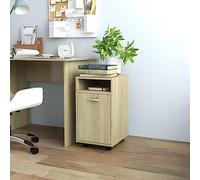 Ordellia Armoire latérale à Roues en Bois d'ingénierie chêne Sonoma, Meuble Rangement avec étagère et Compartiment, Porte réversible, 4 Roues verrouillables, Bureau Chambre Salon entrée