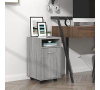 Ordellia Armoire latérale à Roues Sonoma Gris en Bois d ingénierie 33 x 38 x 60 cm, Buffet avec Compartiment, Porte réversible, 4 Roues verrouillables pour Salon