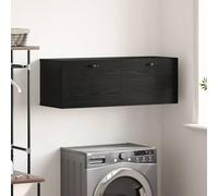 Ordellia Armoire Murale chêne Noir en Bois d ingénierie 100 x 36,5 x 35 cm, Meuble Rangement avec 2 Etagere, Placard Porte, Salon Garage Bureau, Gain Place pour Outil et Dossier