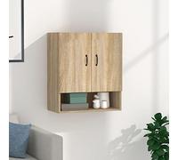 Ordellia Armoire Murale chêne Sonoma 60 x 31 x 70 cm en Bois d'ingénierie, Meuble Rangement Mural avec 2 Portes, étagère Ouverte pour Salon, Bureau, entrée, et Charge 60 kg
