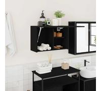 Ordellia Armoire Murale de Bain Noire 60x25x40 cm en Bois d'ingénierie, Meuble lavabo Salle Bain, Armoire Rangement, Suspendu, Organisateur pour Douche, WC et buanderie