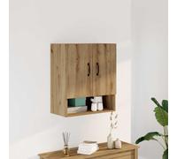 Ordellia Armoire Murale en chêne Artisanal, Meuble de Rangement 60 x 31 x 70 cm, Bois d’ingénierie, 2 Portes et étagère Ouverte pour Salon Chambre entrée Atelier