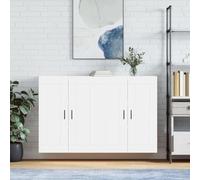 Ordellia Armoires murales 2 pièces Blanc en Bois d’ingénierie, 69,5 x 34 x 90 cm, Rangement Mural pour Salon Salle à Manger Couloir Chambre Bureau, organise Vaisselle et Accessoires