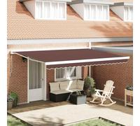 Ordellia Auvent automatique marron 450 x 300 cm - Store enrouleur en aluminium revêtu par pulvérisation avec tissu résistant aux UV - Extensible électrique avec télécommande - Imperméable - Pour
