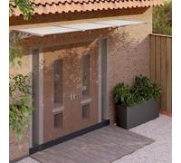 Ordellia Auvent de Porte Gris Transparent en Polycarbonate 358,5 x 90 cm, Protection Pluie Neige et Pare Vue, avec Cadre ABS et Barres Aluminium pour entrée Maison