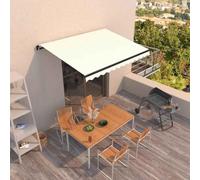Ordellia Auvent manuel à bras articulé - 350 x 250 cm - Crème - Avec cadre en aluminium revêtu par pulvérisation - Tissu polyester résistant aux UV - Extensible - Pour balcon, terrasse, jardin