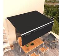 Ordellia Auvent Manuel rétractable avec Store 4x3 m Anthracite, Cadre Aluminium Enduit, Tissu Polyester PU, Pare Soleil pour terrasse Jardin, Protection UV et Brise Vue