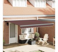 Ordellia Auvent Manuel rétractable Marron 400 x 300 cm en Aluminium Enduit de Poudre, Store Pare Soleil et Rideau Toile pour terrasse Balcon Jardin, Protection UV et ombrage
