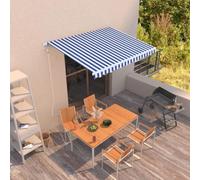 Ordellia Auvent rétractable Automatique 300 x 250 cm Bleu et Blanc, Store banne motorisé en Aluminium Enduit, Toile Polyester PU, Protection Ombre Pluie pour terrasse Balcon Jardin Patio