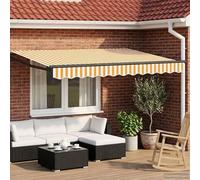 Ordellia Auvent rétractable électrique 3,5 x 2,5 m en Polyester et Aluminium, Store auvent motorisé avec Panneaux solaires, télécommande et manivelle pour terrasse Balcon Jardin