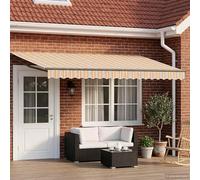 Ordellia Auvent rétractable électrique 4,5 x 3 m Jaune Gris Anthracite, Store motorisé avec Panneaux solaires, télécommande, Toile Polyester et Cadre Aluminium, Protection Ombre extérieure