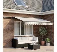 Ordellia Auvent rétractable électrique Gris Clair Blanc 3,5 x 2 m, Store banne motorisé avec télécommande, Semi Cassette pour pergola terrasse Jardin, Pare Soleil