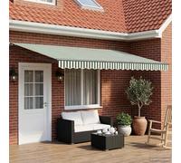 Ordellia Auvent rétractable électrique Vert et Blanc 5 x 3 m avec LED et capteur météo, Store banne motorisé en Aluminium pour pergola terrasse Jardin, Protection Ombre Pluie Vent