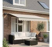 Ordellia Auvent rétractable Gris Clair et Blanc 350 x 250 cm, Store auvent en Aluminium et Tissu Polyester, Toile Protection UV et Eau, Ombre pour terrasse Balcon Jardin Patio fenêtre Porte