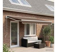 Ordellia Auvent rétractable Manuel Taupe 4 x 3,5 m en Polyester Cadre Acier Aluminium, Store banne Pare Soleil pour terrasse Balcon Patio Jardin, Protection Pluie et ombrage