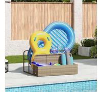 Ordellia Bac de rangement pour piscine, beige, 110 x 100 x 57 cm, rotin synthétique, système de rangement, organiseur, panier, conteneur pour piscine, terrasse, jardin, résistant aux UV, peu