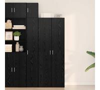 Ordellia Bahut Enfilade en Bois chêne Noir 70 x 42,5 x 185 cm avec 7 étagères et 2 Portes pour Salle à Manger, Cuisine, Couloir, Rangement Vaisselle