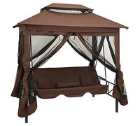 Ordellia Balancelle de Jardin Convertible en balancelle Café pour extérieur terrasse Patio véranda avec Grand auvent Tissu Polyester résistante à la Corrosion