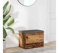 Ordellia Banc avec espace de rangement, aspect bois vieilli, 62 x 42 x 45 cm, banc coffre avec coussin, banc de couloir pour banc à chaussures, rangement et siège dans le salon, le couloir, la chambre