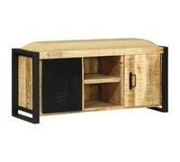 Ordellia Banc d'armoire marron en bois massif de mangue, 100 x 35 x 50 cm, avec 2 portes, banc coffre avec espace de rangement pour salon, couloir, entrée et entrée