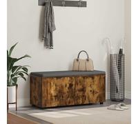 Ordellia Banc de couloir avec coussin et porte - Chêne fumé - Banc coffre avec rangement - Banc à chaussures et banc de vestiaire pour couloir, couloir et entrée - 100 x 38 x 46 cm