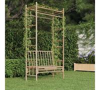 Ordellia Banc de Jardin avec pergola en Bambou de 116 cm pour extérieur terrasse Patio Veranda avec Structure résistante aux intempéries et Support pour Plantes grimpantes