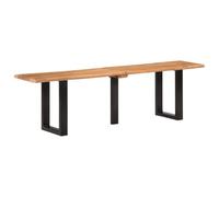 Ordellia Banc en bois massif 160 cm en acacia et acier avec bord d'arbre, banc de couloir pour salon et entrée, pieds en U, marron noir, 160 x 35 x 45 cm, look industriel