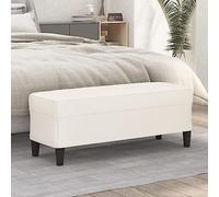 Ordellia Banc en cuir synthétique rembourré pour couloir, salle à manger, garde-robe, lit pour entrée et salon Crème 100 x 35 x 41 cm
