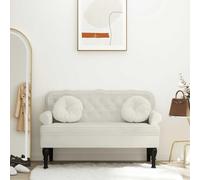 Ordellia Banc en velours avec dossier - 119,5 x 64,5 x 75 cm - Rembourré - Banc de salle à manger - Banc de couloir - Banc pour garde-robe - Banc pour salon et chambre à coucher - Crème