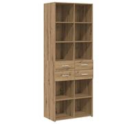 Ordellia Bibliothèque chêne Artisanal en Bois d’ingénierie 30 x 42,4 x 185,2 cm avec 2 tiroirs 5 étagères, Rangement Vertical pour Salon Bureau, Charge 60 kg