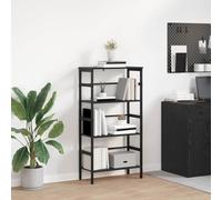 Ordellia Bibliothèque chêne Noir en Bois d ingénierie 60 x 29,5 x 115 cm avec Cadre Acier 3 étagères pour Livres Dossier CD DVD Manga Salon Bureau
