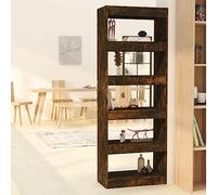 Ordellia Bibliothèque cloison de pièce chêne fumé en Bois d ingénierie 60 x 30 x 166 cm, étagère rayonnage pour Livres dossiers CD DVD, Bureau Salon Couloir, Rangement Stable