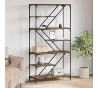 Ordellia Bibliothèque en Bois d’ingénierie Ancien 91 x 36 x 176 cm avec 9 étagères, Cadre Acier, Rangement Livres et dossiers, Attache Murale pour Salon Bureau
