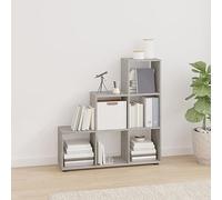 Ordellia Bibliothèque escalier Gris béton en Bois d’ingénierie 107 cm, 6 Compartiments pour Livres, dossiers, DVD et CD, étagère Meuble Rangement Mural Anti basculement 40 kg