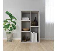 Ordellia Bibliothèque étagère en Bois d’ingénierie Gris béton 50 x 25 x 80 cm, Meuble de Rangement avec 5 Compartiments, Usage Salon Bureau Chambre, pour Livres DVD dossiers et Objets