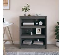 Ordellia Bibliothèque étagère en Bois de pin Massif Gris 80 x 35 x 97 cm, Meuble de Rangement avec Compartiments pour Livres, CD, DVD, dossiers, Salon Bureau Chambre entrée