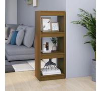 Ordellia Bibliothèque étagère en pin Massif Marron Miel 40 x 30 x 103,5 cm, Meuble Rangement 3 Compartiments pour Livre, Dossier, CD, DVD, Salon, Bureau, Couloir, cloison
