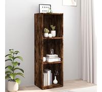 Ordellia Bibliothèque étagère Meuble TV chêne fumé en Bois d’ingénierie 36 x 30 x 114 cm, 3 Compartiments, étagère Rangement pour Salon Bureau, Maintien Mural