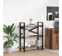 Ordellia Bibliothèque Industrielle Bois Ancien 100 x 33,5 x 102 cm, Meuble étagère avec 3 étagères en Bois d ingénierie et Cadre Acier, pour Livres Rangement Salon Bureau