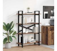 Ordellia Bibliothèque Industrielle en Bois d’ingénierie Bois Ancien 100 x 33,5 x 140 cm, Meuble étagère autoportant à 4 Niveaux pour Livres dossiers DVD dans Salon ou Bureau