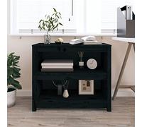 Ordellia Bibliothèque Noir en Bois de pin Massif 80 x 35 x 68 cm pour Rangement Livres dossiers CD DVD, étagère Murale Ouverte pour Salon Bureau Chambre