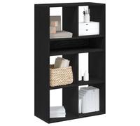 Ordellia Bibliothèque Noire 66 x 31 x 112 cm en Bois d’ingénierie, Armoire vitrine avec Compartiments pour Livres, Dossier CD DVD et Rangement Mural