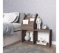 Ordellia Bibliothèque pour enfant - Gris chêne Sonoma - 71 x 30 x 78,5 cm - Porte-revues avec 3 compartiments et étagère ouverte pour le rangement