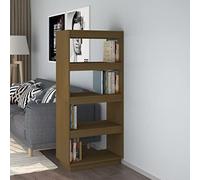 Ordellia Bibliothèque rayonnage en Bois de pin Massif Marron Miel 60 x 35 x 135 cm, étagère Meuble Rangement pour Livres DVD dossiers, cloison de séparation Murale pour Salon Bureau