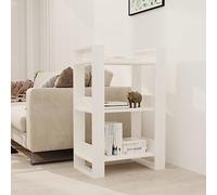 Ordellia Bibliothèque séparateur de pièce Blanc en Bois de pin Massif 60 x 35 x 91 cm, étagère Ouverte pour Rangement Livres DVD CD Manga, à Utiliser dans Salon ou Bureau