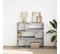 Ordellia Bibliothèque séparateur de pièce Sonoma Gris en Bois d ingénierie 100 x 33 x 94,5 cm, 6 Compartiments pour Livres Dossier CD DVD Salon Bureau