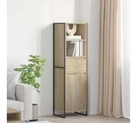 Ordellia Bibliothèque Sonoma en Bois d'ingénierie 43 x 36 x 150,5 cm avec tiroir et 1 Porte, Pieds en Acier, Rangement pour Salon Chambre Bureau, Structure Industrielle