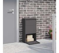 Ordellia Boîte à colis avec espace de rangement, noir, 44 x 22 x 82 cm, en acier, verrouillable, étanche, pour jardin, entrée, porte, clôture, rangement du courrier et des colis