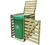 Ordellia Boîte à poubelles pour 1 poubelle 240 l en bois de pin imprégné vert, avec couvercle à charnière et porte avant, pour jardin, terrasse, cour
